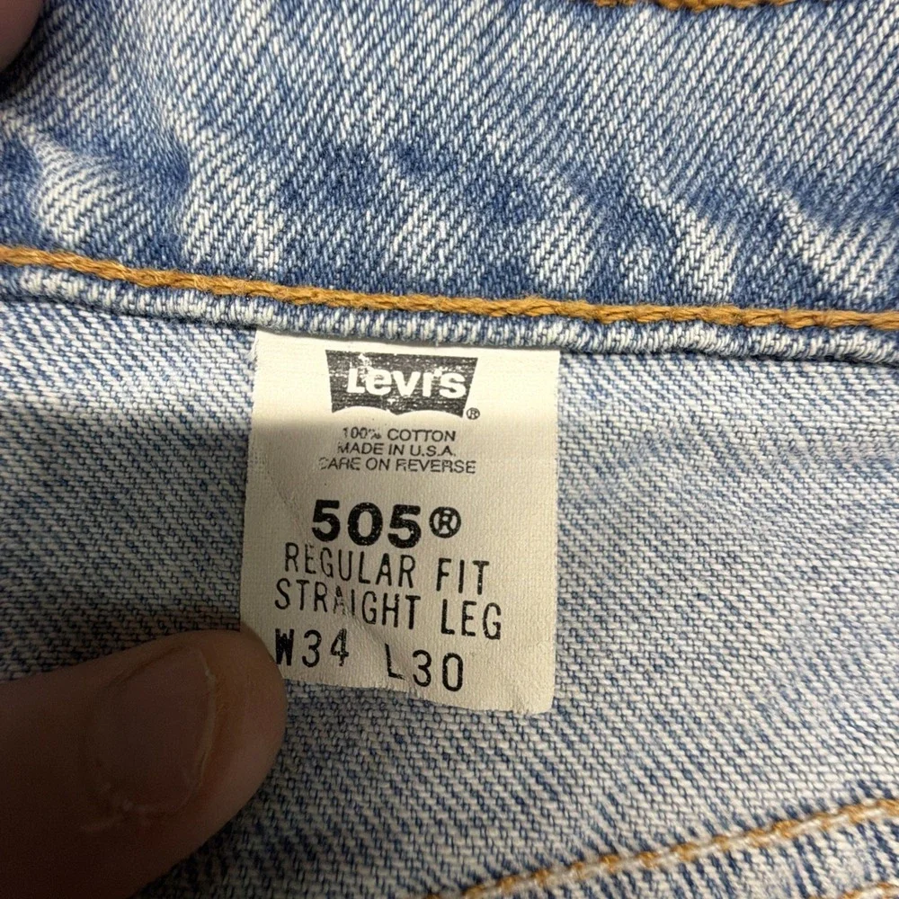 VTG 90s Levi's 505 Blue Straight Jeans Mens 34x30 (Fits 32x27) Made in USA